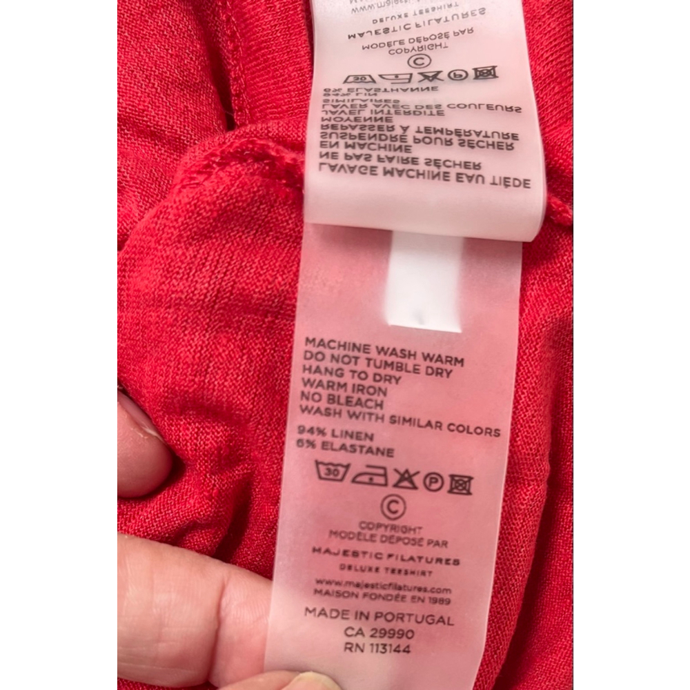 Majestic Filatures Red V-Neck T-Shirt Size Top sz1 - Picture 5 of 7